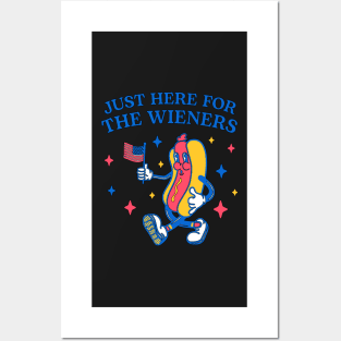 Funny 4th of July Hot Dog Wiener Comes Out Adult Humor Gift Posters and Art